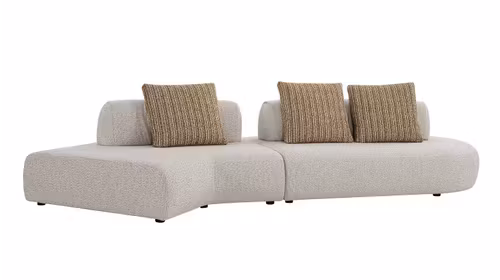 Canapea de colt Bonnie textil Light Beige, 3 perne incluse