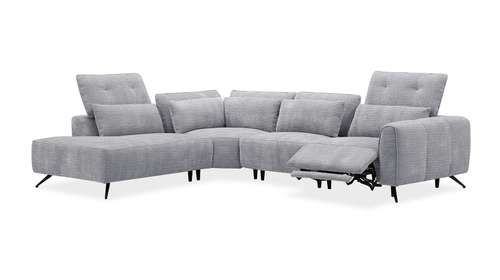Canapea de colt cu recliner Arezzo textil Powder Grey, stanga