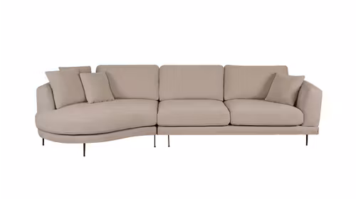 Canapea de colt cu sezlong Carini Bouclee Beige, stanga