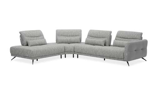 Canapea de colt cu sezlong Ernesto textil Vannes Gray, stanga