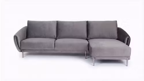 Canapea de colt cu sezlong Fragola textil Gri inchis, dreapta