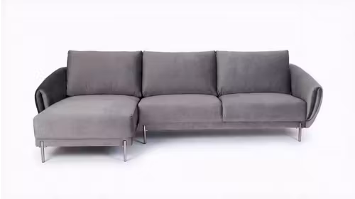Canapea de colt cu sezlong Fragola textil Gri inchis, stanga
