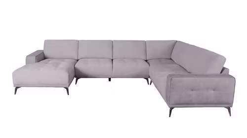 Canapea de colt cu sezlong Hugo textil Nala Grey, stanga