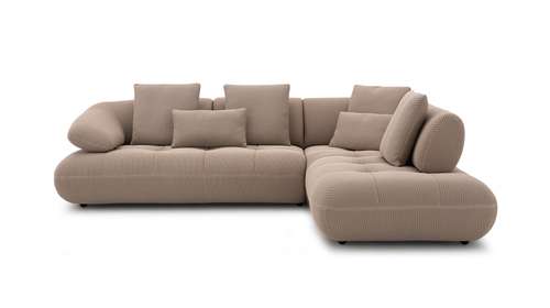 Canapea de colt cu sezlong Memo textil Waffle Beige, dreapta