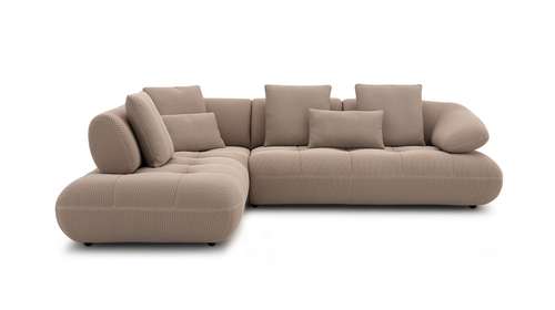 Canapea de colt cu sezlong Memo textil Waffle Beige, stanga