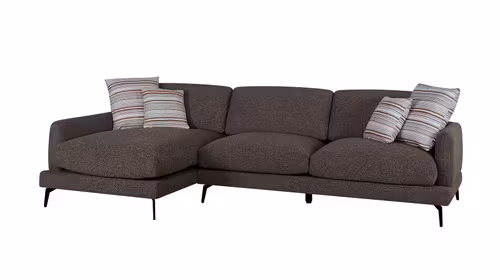 Canapea de colt cu sezlong Monaco textil Coffee, perne TC2505-01, stanga