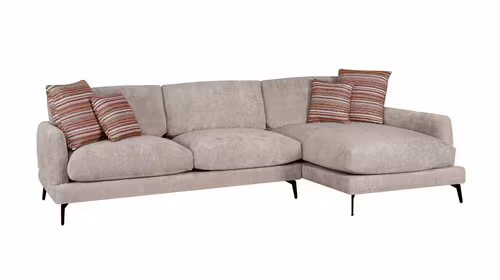 Canapea de colt cu sezlong Monaco textil Light Brown, perne TC2505-02, dreapta