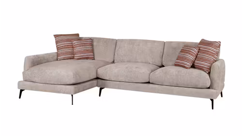 Canapea de colt cu sezlong Monaco textil Light Brown, perne TC2505-02, stanga