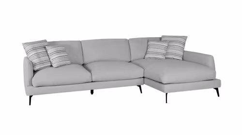Canapea de colt cu sezlong Monaco textil Light Grey, perne TC2505-03, dreapta