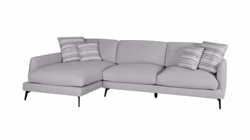 Canapea de colt cu sezlong Monaco textil Light Grey, perne TC2505-03, stanga
