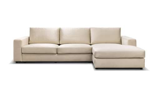 Canapea de colt cu sezlong Riva, textil Beige, dreapta