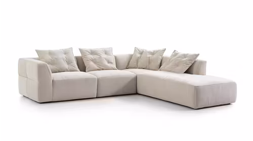 Canapea de colt cu sezlong Sophia textil Beige, dreapta