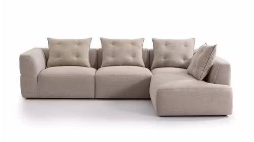 Canapea de colt cu sezlong Sophia textil Beige, dreapta