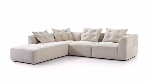 Canapea de colt cu sezlong Sophia textil Beige, stanga