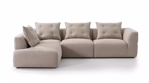 Canapea de colt cu sezlong Sophia textil Beige, stanga