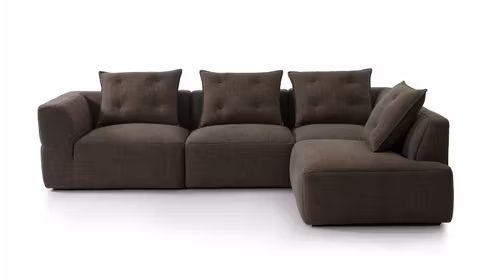 Canapea de colt cu sezlong Sophia textil Brown, dreapta