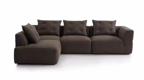 Canapea de colt cu sezlong Sophia textil Brown, stanga