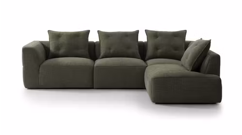 Canapea de colt cu sezlong Sophia textil Green, dreapta