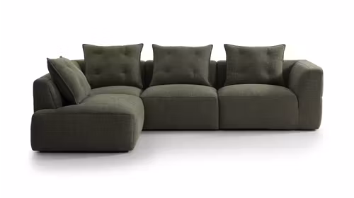 Canapea de colt cu sezlong Sophia textil Green, stanga