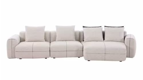 Canapea de colt cu sezlong Stefan textil Melisa Light Beige, dreapta