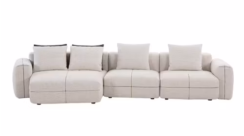 Canapea de colt cu sezlong Stefan textil Melisa Light Beige, stanga
