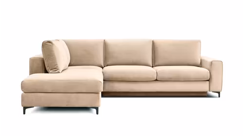Canapea de colt extensibila Bella textil Salvador Light Beige, stanga