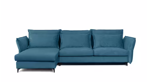 Canapea de colt extensibila Eva Piano Ocean Blue S2, stanga