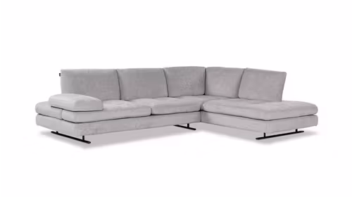 Canapea de colt Luna, divan dreapta, textil Alce Gri