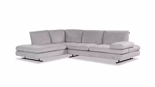 Canapea de colt Luna, divan stanga, textil Alce Gri
