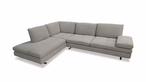 Canapea de colt Luna, sezlong stanga, microfibra Berlin Light Grey