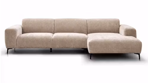 Canapea de colt Malmo textil Salvador Beige, cu configuratie pe partea dreapta si design modern.