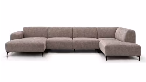 Canapea de colt Malmo textil Toro Greige, cu divan dreapta si dimensiuni 368 x 218/160 x H 78 cm.