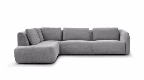 Canapea Merinos de colt textil Venus Cement, cu configuratie pe partea stanga si design minimalist.