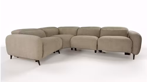 Canapea de colt modulara Allegra Sutton Sand cu 2 reclinere electrice