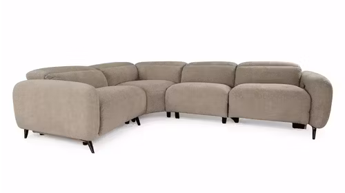 Canapea de colt modulara Allegra Sutton Sand cu 2 reclinere electrice
