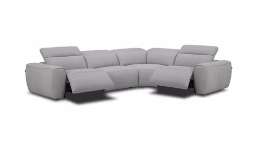 Canapea de colt modulara 3P cu 2 reclinere Cassio piele Umbria Quiet Grey