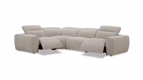 Canapea de colt modulara 3P cu 2 reclinere Cassio textil Dove Beige