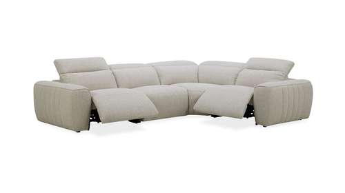 Canapea de colt modulara 3P cu 2 reclinere Cassio textil Lily Grey