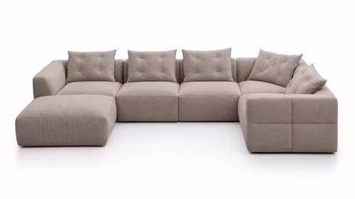 Canapea de colt modulara cu ottoman Sophia, textil Beige