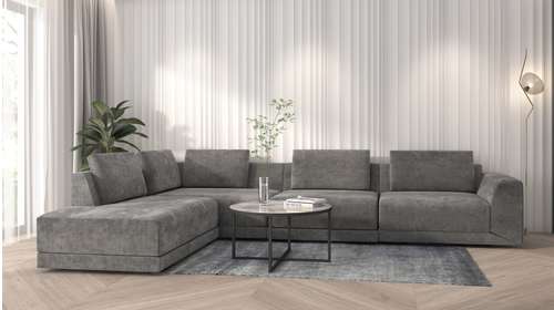 Canapea de colt modulara Kartun 4 locuri textil Grey stanga 