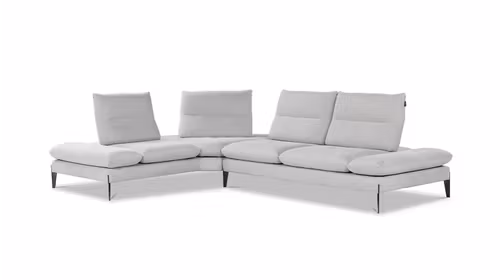 Canapea de colt Monnalisa 3 locuri microfibra Berlin Light Grey, stanga