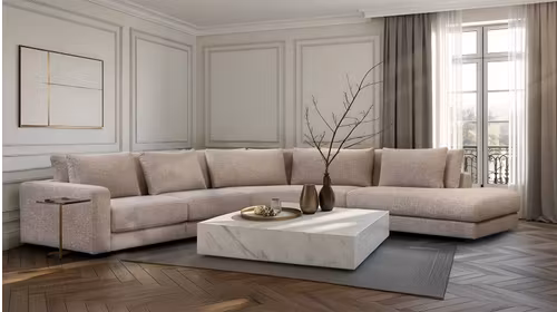 Canapea de colt Rio Slim textil Noma Greige, dreapta