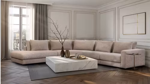 Canapea de colt Rio Slim textil Noma Greige, stanga