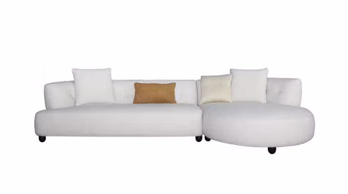 Canapea de colt Spencer textil White, perne incluse, dreapta