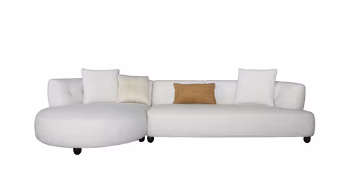 Canapea de colt Spencer textil White, perne incluse, stanga