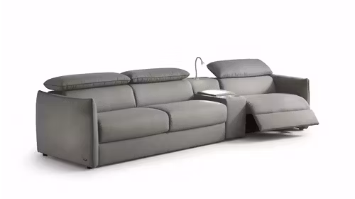 Canapea extensibila cu recliner Meraviglia din piele Denver Warm Grey, dreapta