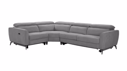Canapea extensibila Locke cu recliner electric, textil Sutton Grey, stanga