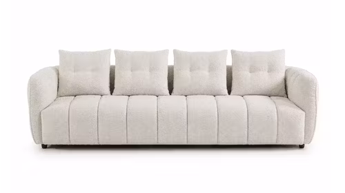 Canapea liniara 4 locuri Audrey textil Light Beige