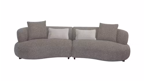 Canapea liniara Aria Textil Grey cu 4 perne incluse, vedere frontala