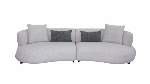 Canapea liniara Aria textil Light Grey cu 4 perne incluse
